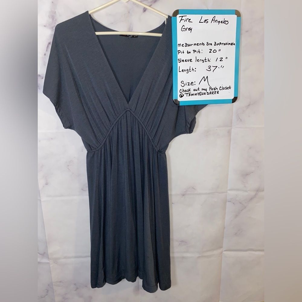 Fire Los Angeles Womens Dress Size Med Gray Solid Sheath Above Knee